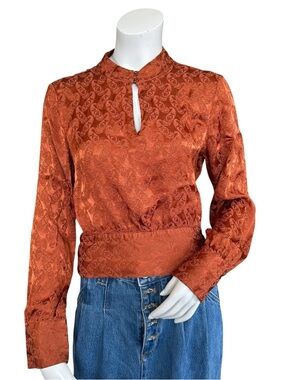 Scotch & Soda Burnt Orange Jacquard Paisley Long Sleeve Blouse Size Large